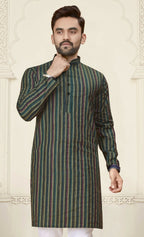 Anaita Green Jacquard Linen Cotton Straight Kurta