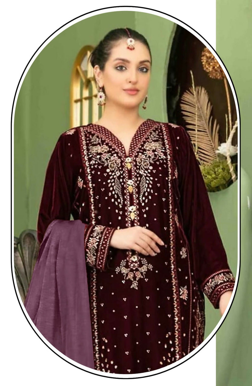 Anaita Purple Velvet Suit with Embroidery Sequence Work - Distacart