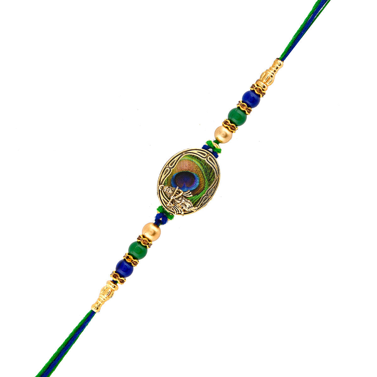 trueBrowns X Voylla Peacock Feather Beaded Single Rakhi - Distacart