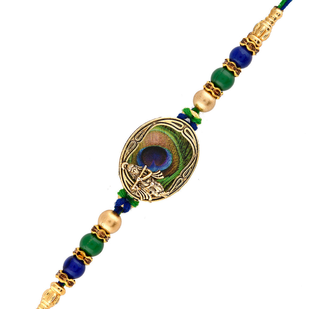 trueBrowns X Voylla Peacock Feather Beaded Single Rakhi - Distacart
