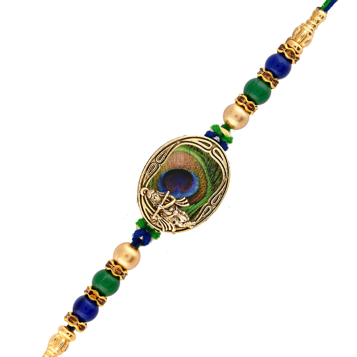 trueBrowns X Voylla Peacock Feather Beaded Single Rakhi - Distacart
