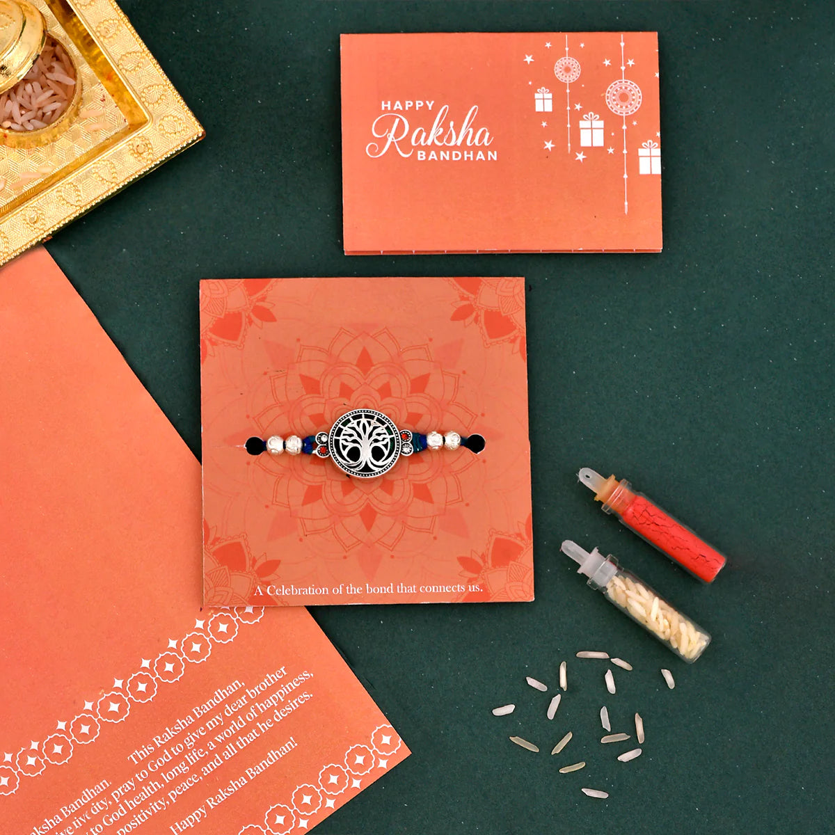 trueBrowns X Voylla Blue High Polish Beaded Thread Rakhi - Distacart