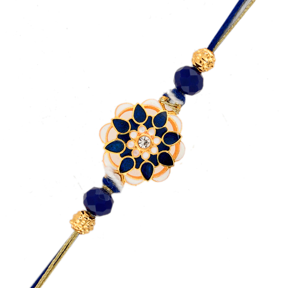 trueBrowns X Voylla Ethnic Studded Blue Thread Rakhi - Distacart