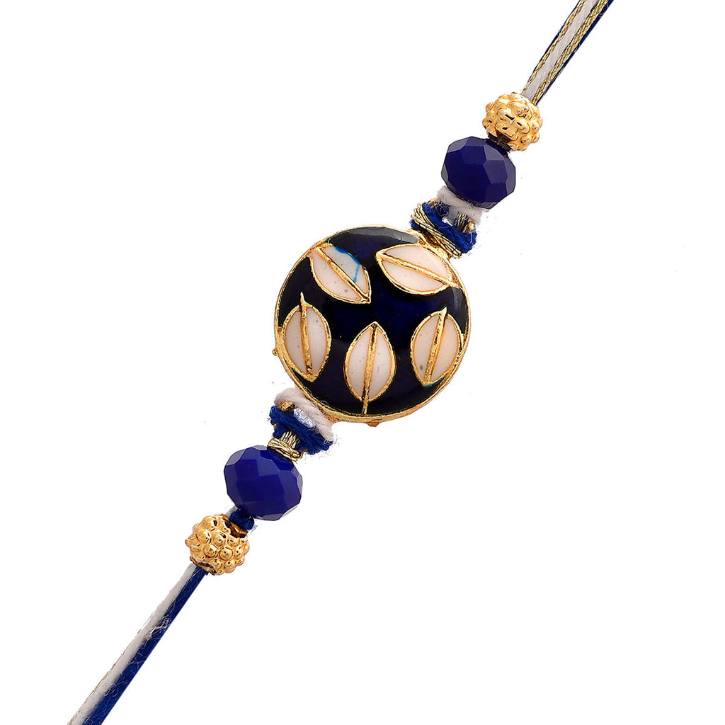 trueBrowns X Voylla Ethnic Embellished Blue Thread Rakhi - Distacart