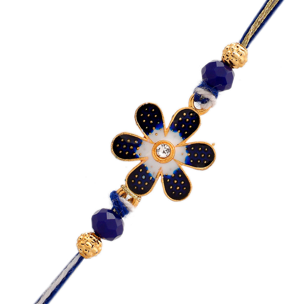 trueBrowns X Voylla Ethnic Floral Motif Blue Thread Rakhi - Distacart