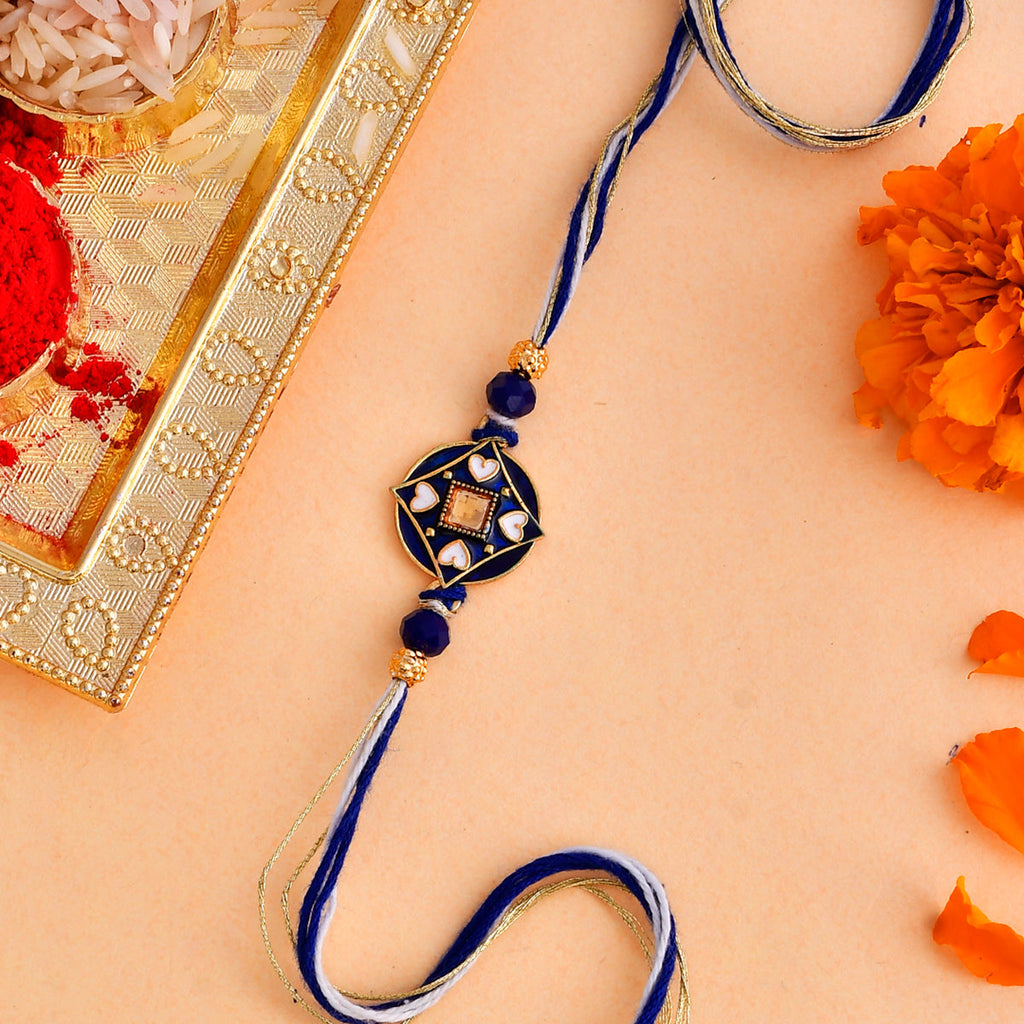 trueBrowns X Voylla Ethnic Mandala Inspired Blue Thread Rakhi - Distacart