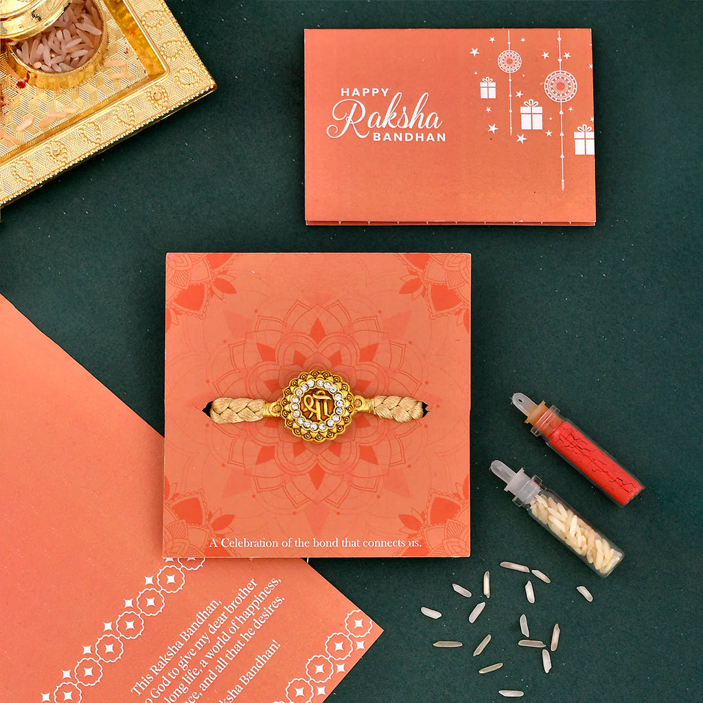 trueBrowns X Voylla Traditional Shree Inscription Zirconia Studded Rakhi - Distacart