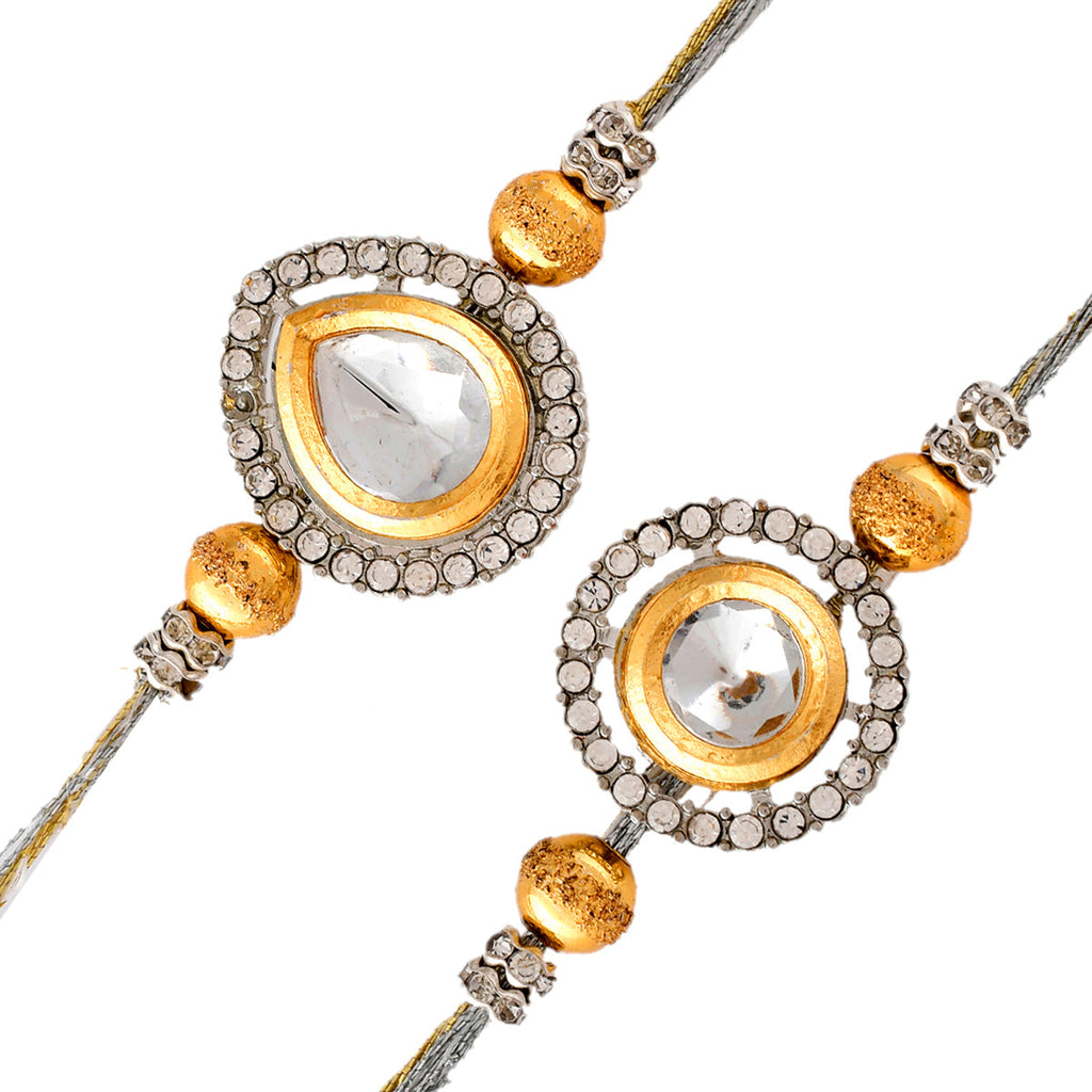 trueBrowns X Voylla Kundan Polki Studded Thread Rakhis - Pack Of 2 - Distacart