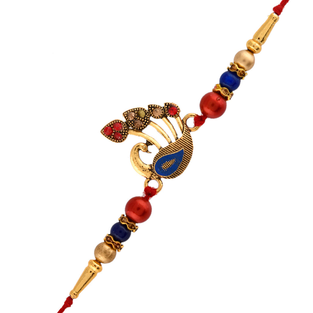 trueBrowns X Voylla Colorful Peacock Motif Thread Rakhi - Distacart