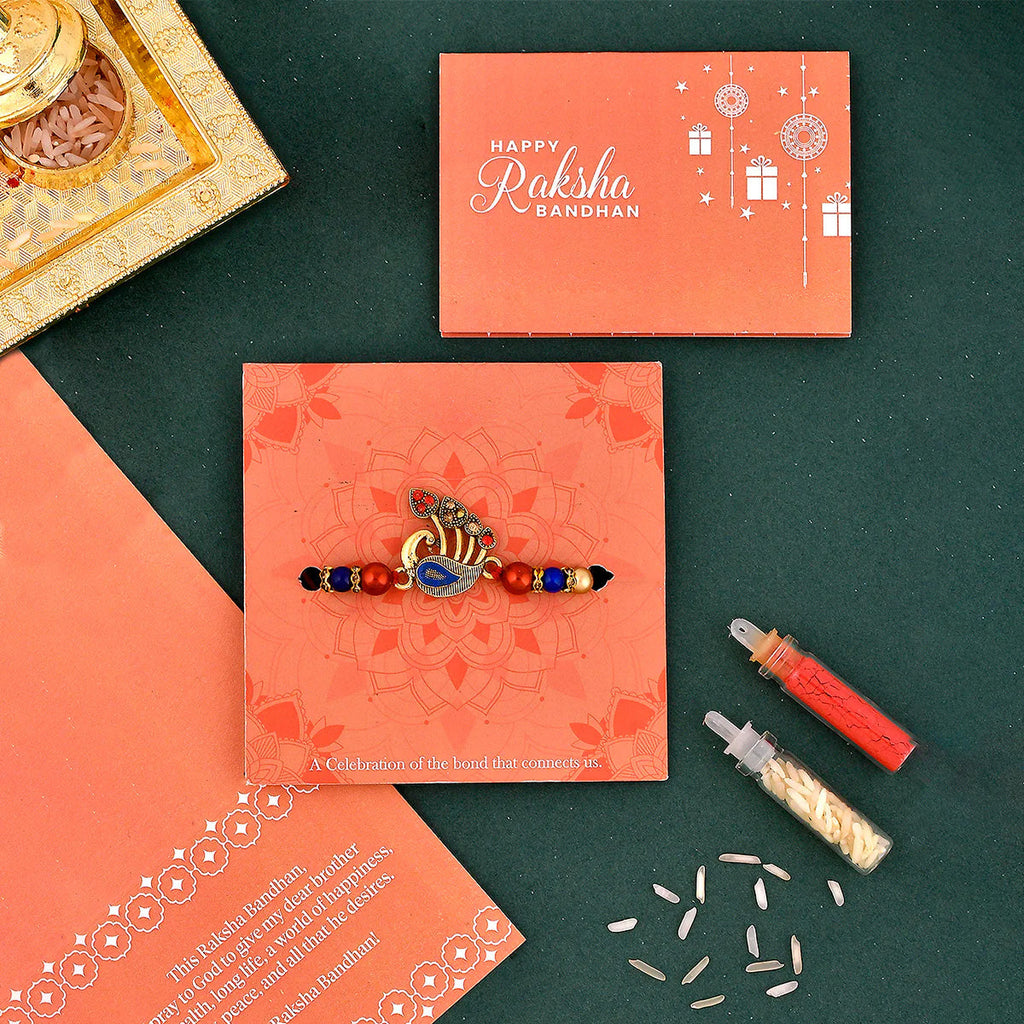 trueBrowns X Voylla Colorful Peacock Motif Thread Rakhi - Distacart
