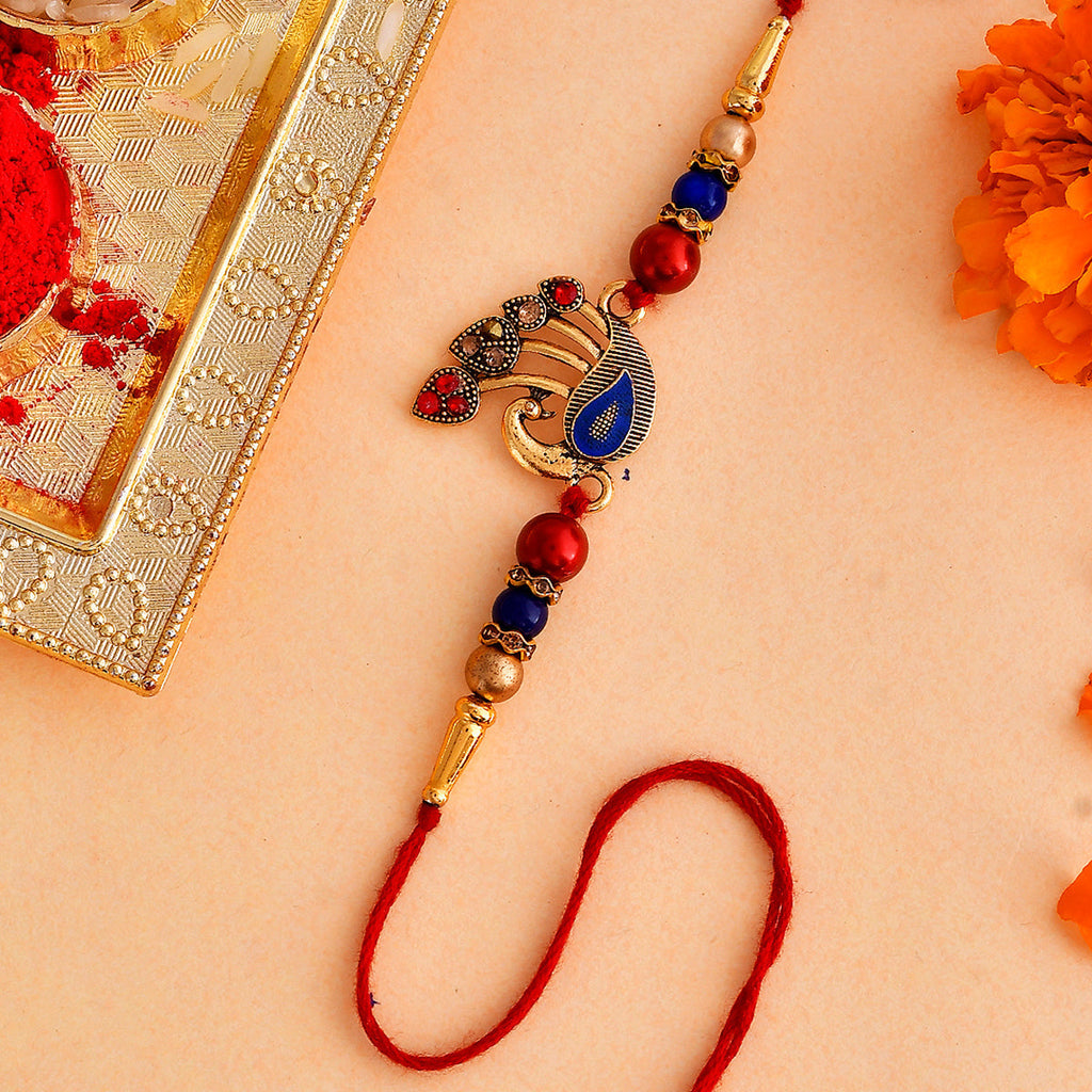 trueBrowns X Voylla Colorful Peacock Motif Thread Rakhi - Distacart
