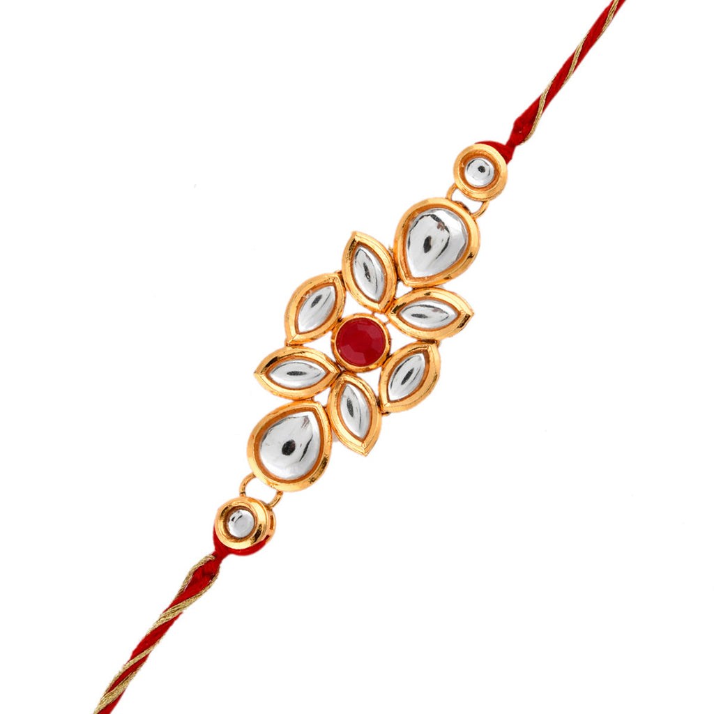 trueBrowns X Voylla Ethnic Kundan Polki Thread Rakhi - Distacart