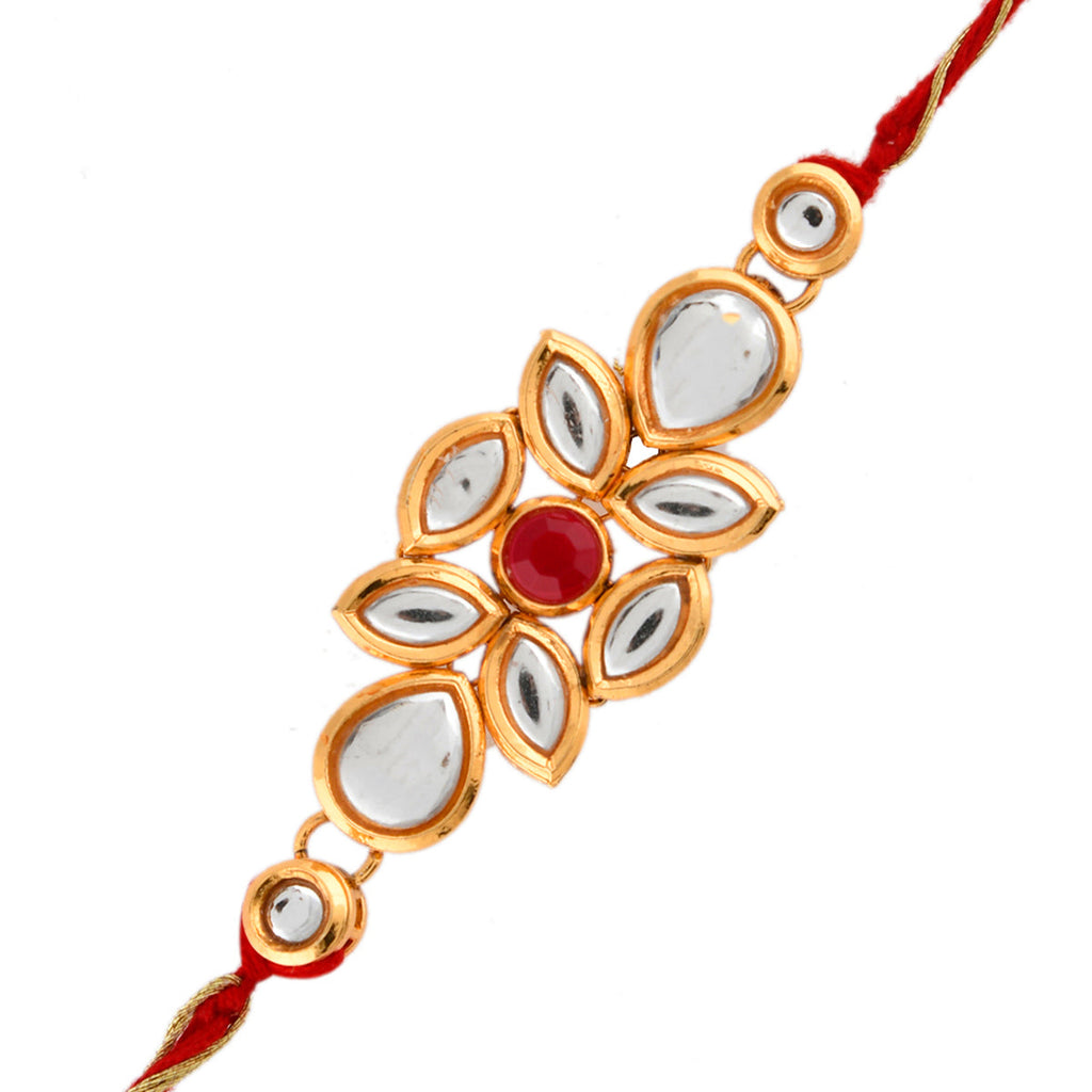trueBrowns X Voylla Ethnic Kundan Polki Thread Rakhi - Distacart