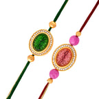 trueBrowns X Voylla Studded Pink And Green Thread Rakhis - Pack Of 2 - Distacart