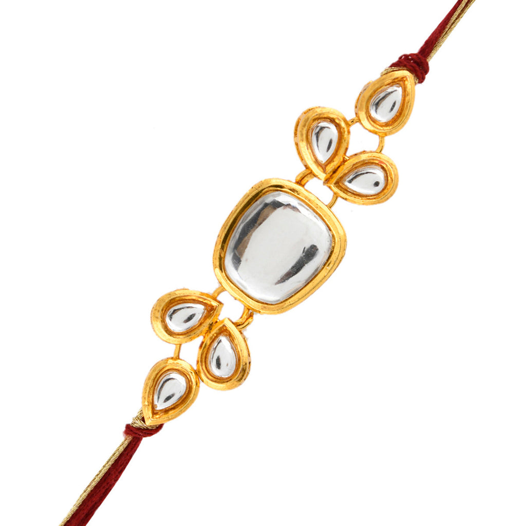 trueBrowns X Voylla Classic Kundan Polki Studded Ethnic Thread Rakhi - Distacart