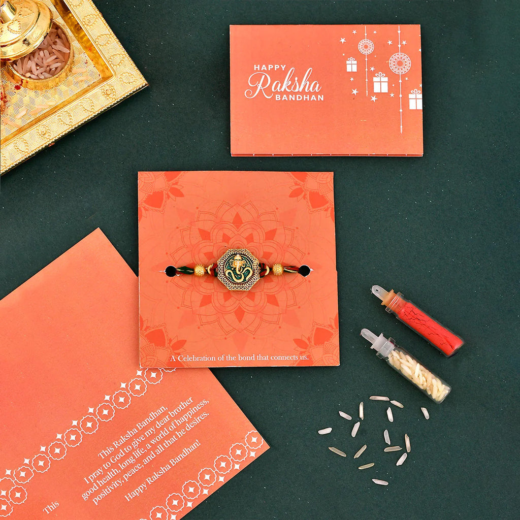 trueBrowns X Voylla Traditional Om And Lord Ganesha Motif Thread Rakhi - Distacart