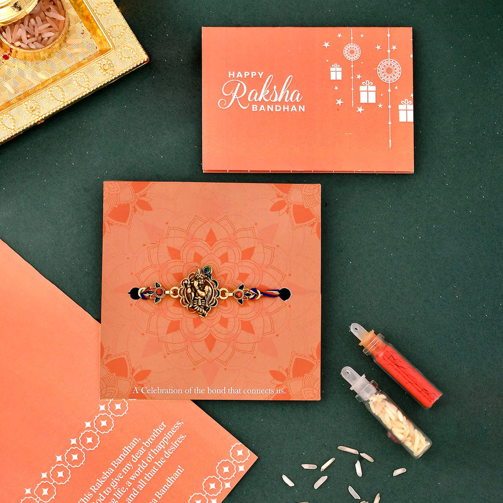 trueBrowns X Voylla Traditional Lord Krishna Motif Thread Rakhi - Distacart