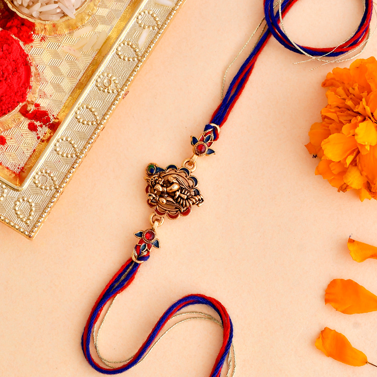 trueBrowns X Voylla Traditional Lord Krishna Motif Thread Rakhi - Distacart