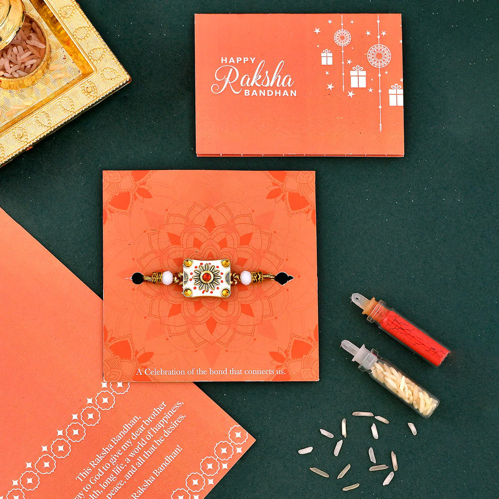 trueBrowns X Voylla Classic Gems Studded Ethnic Thread Rakhi - Distacart