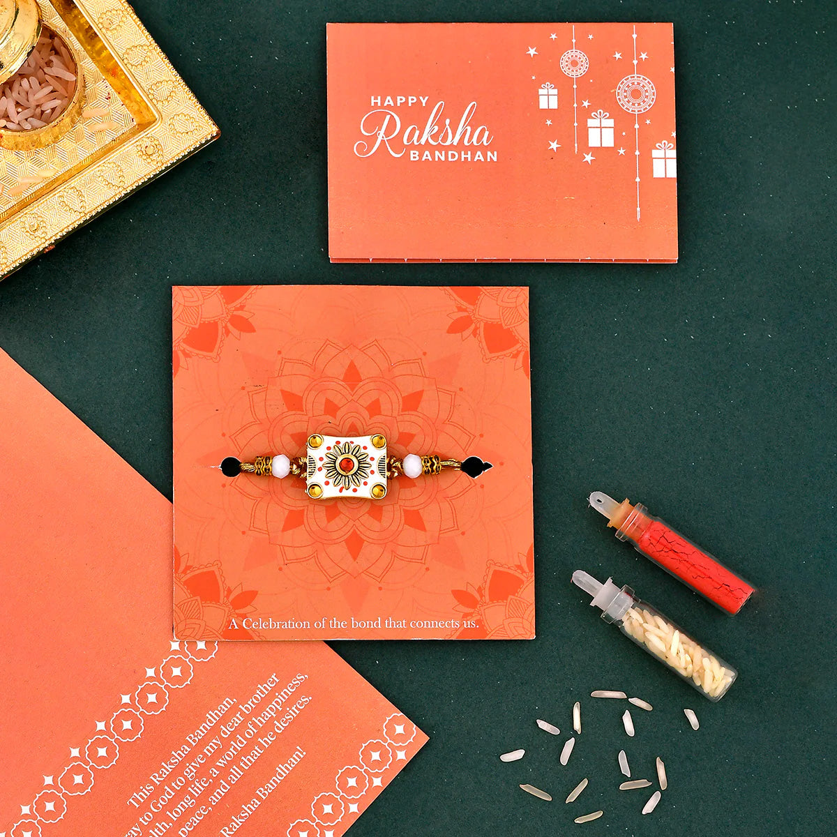 trueBrowns X Voylla Classic Gems Studded Ethnic Thread Rakhi - Distacart