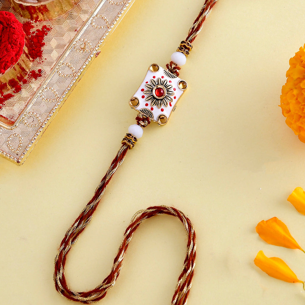 trueBrowns X Voylla Classic Gems Studded Ethnic Thread Rakhi - Distacart