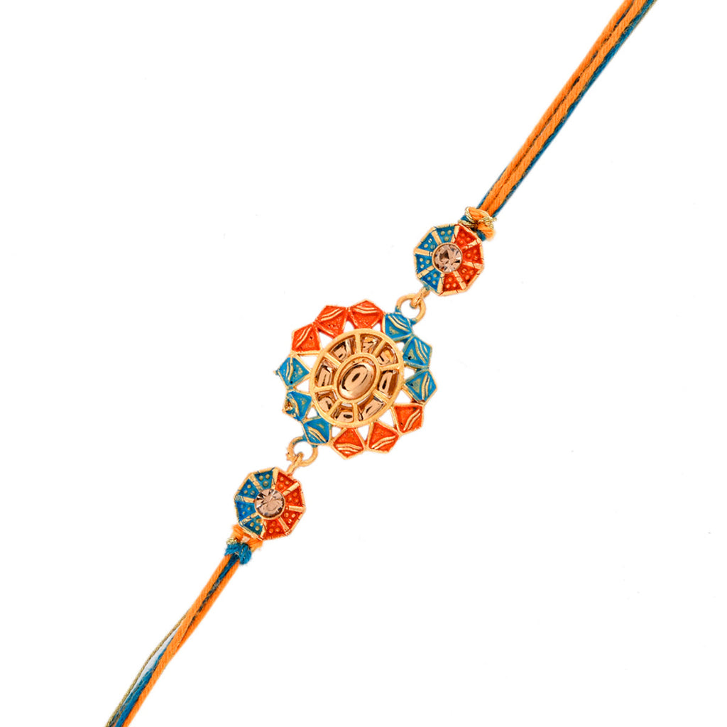 trueBrowns X Voylla Colorful Golden Ethnic Thread Rakhi - Distacart