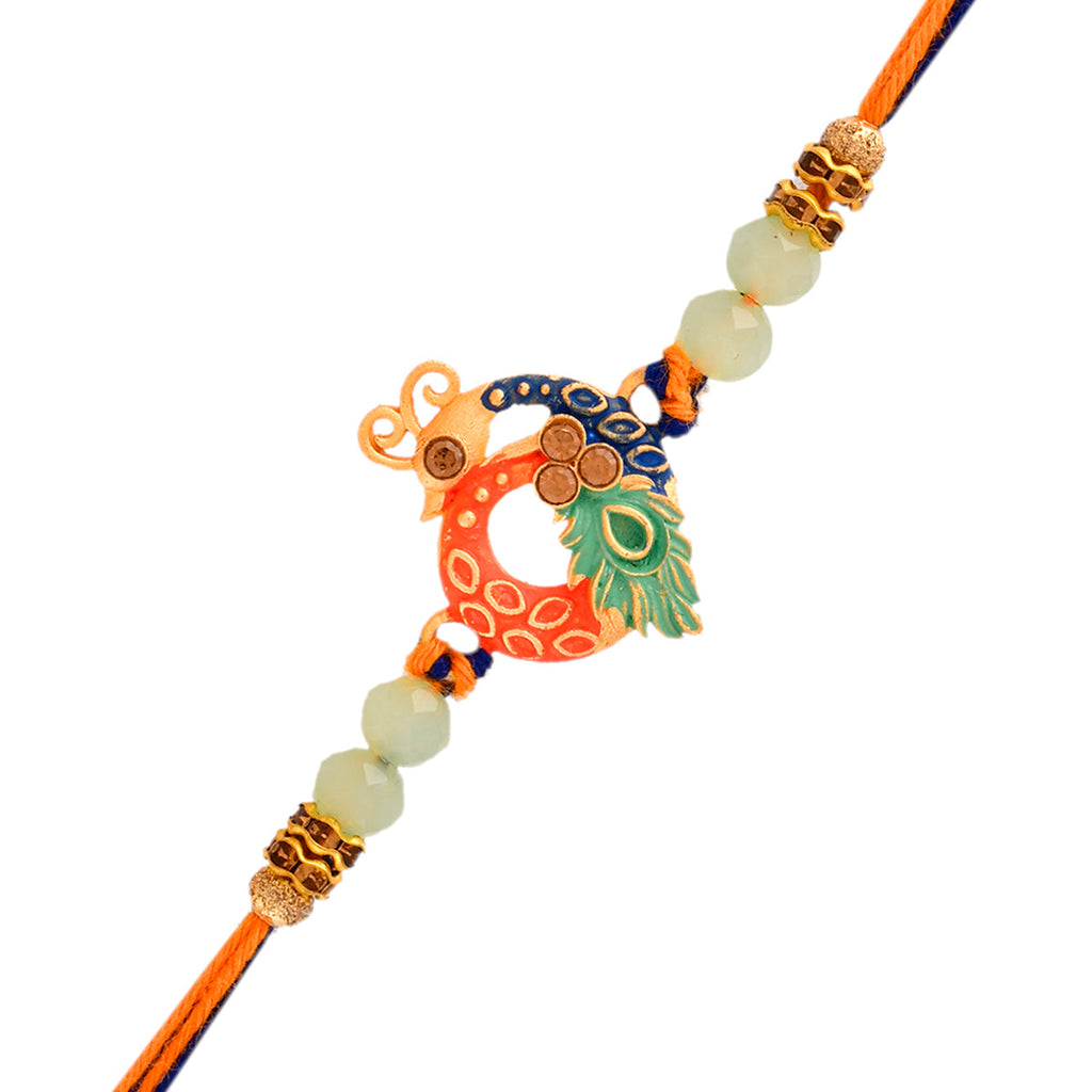 trueBrowns X Voylla Colorful Enameled Peacock Motif Beaded Thread Rakhi - Distacart