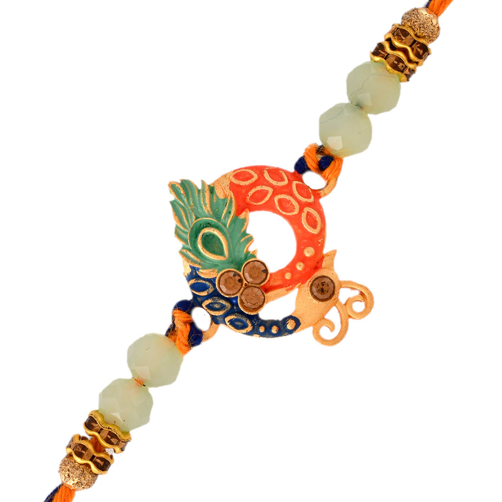 trueBrowns X Voylla Colorful Enameled Peacock Motif Beaded Thread Rakhi - Distacart