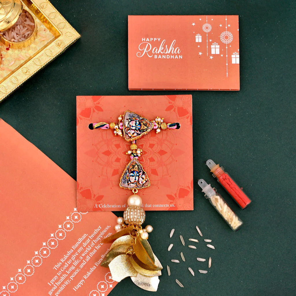 trueBrowns X Voylla Ethnic High Polish Pearl Beads Bhaiya-Bhabhi Rakhi - Distacart