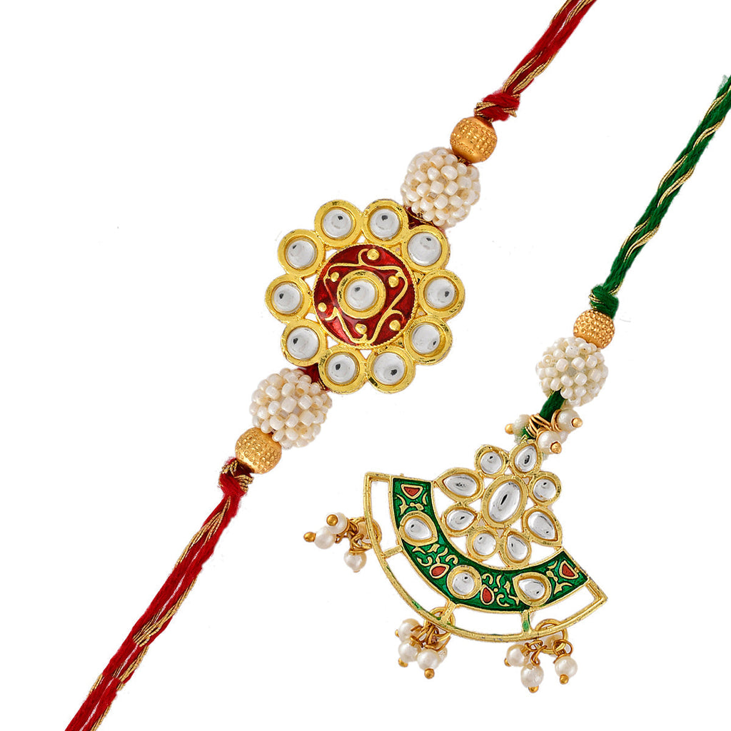 trueBrowns X Voylla Kundan Polki Traditional Bhaiya-Bhabhi Rakhi - Distacart