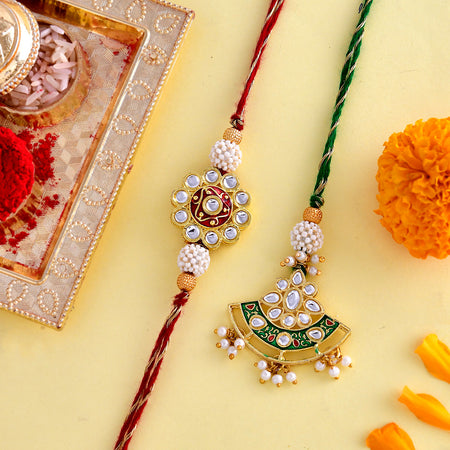 trueBrowns X Voylla Kundan Polki Traditional Bhaiya-Bhabhi Rakhi