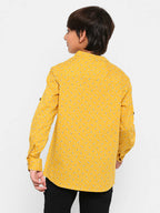 Manet Ethnic Full Sleeves Candy Printed Shirt - Yellow