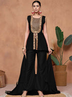 Sangria Embroidered A-line Kurta & Palazzo With Dupatta