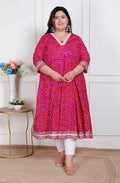Miravan Plus Size Women'S Pink Cotton Bandhani Ethnic Anarkali Kurta - Distacart