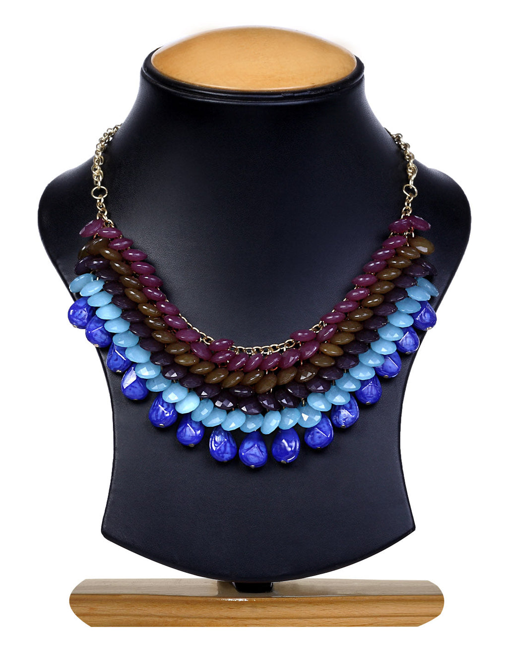 Gold-Polished Alloy Beaded Short Statement Necklace - The Pari