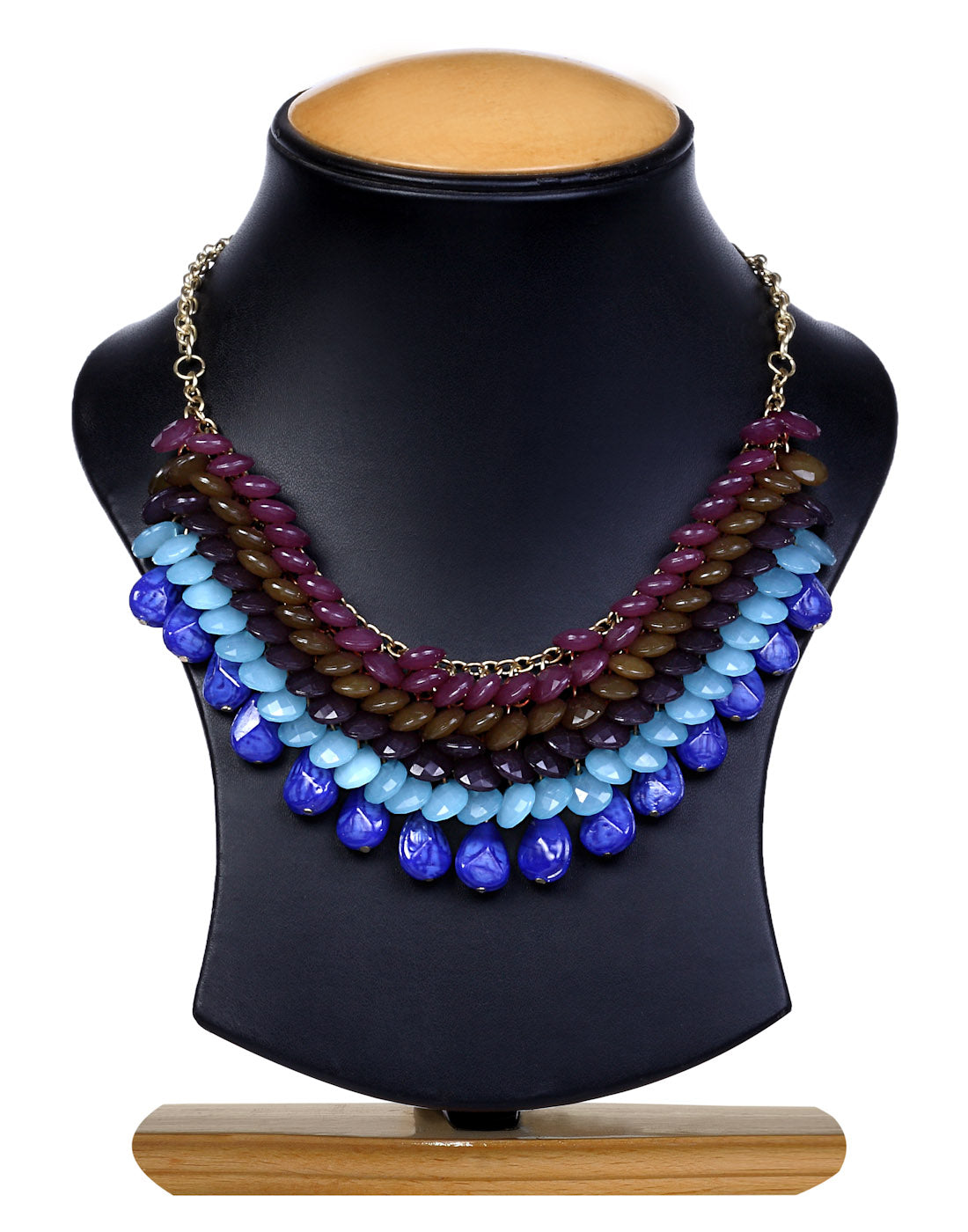 Gold-Polished Alloy Beaded Short Statement Necklace - The Pari