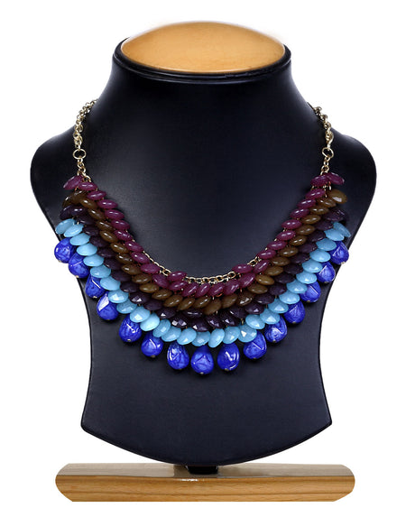 Gold-Polished Alloy Beaded Short Statement Necklace - The Pari