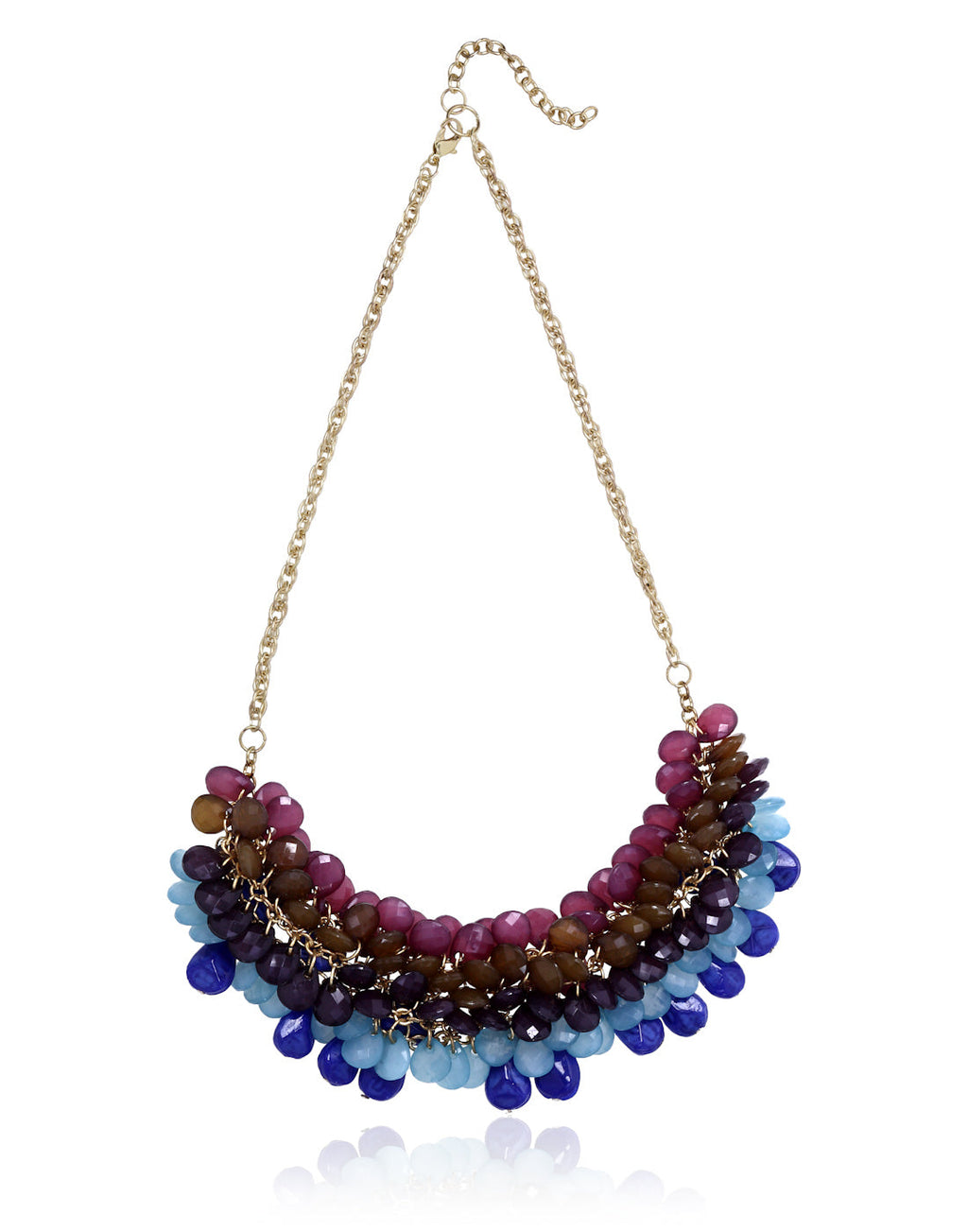 Gold-Polished Alloy Beaded Short Statement Necklace - The Pari