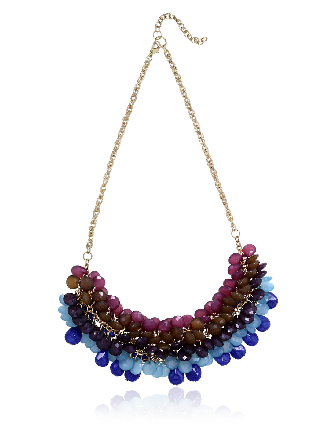 Gold-Polished Alloy Beaded Short Statement Necklace - The Pari