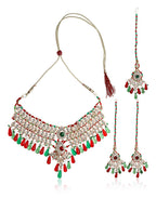 Gold-Polished Alloy Handmade Patwa Necklace Set - The Pari