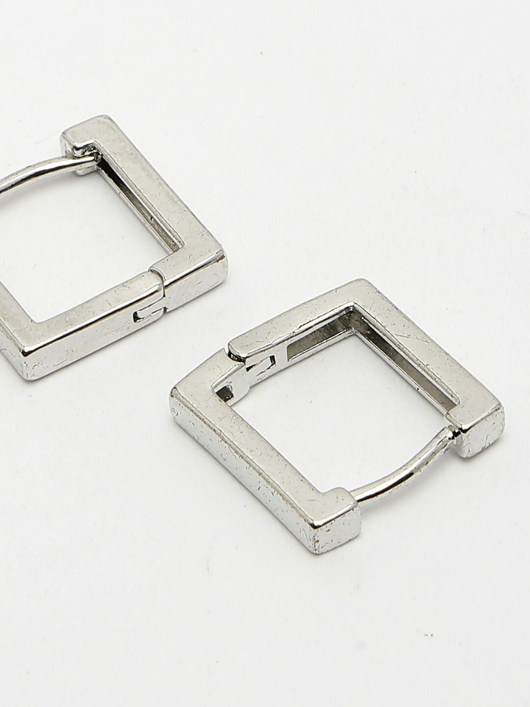 NVR Men's Silver-Plated Geometric Shape Stainless Steel Hoop Earrings - Distacart