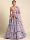 House of Panchhi Lavender Net Sequins and Zarkan embroidery Lehenga choli & Dupatta