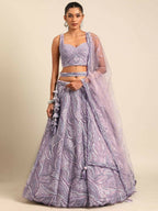 House of Panchhi Lavender Net Sequins and Zarkan embroidery Lehenga choli & Dupatta