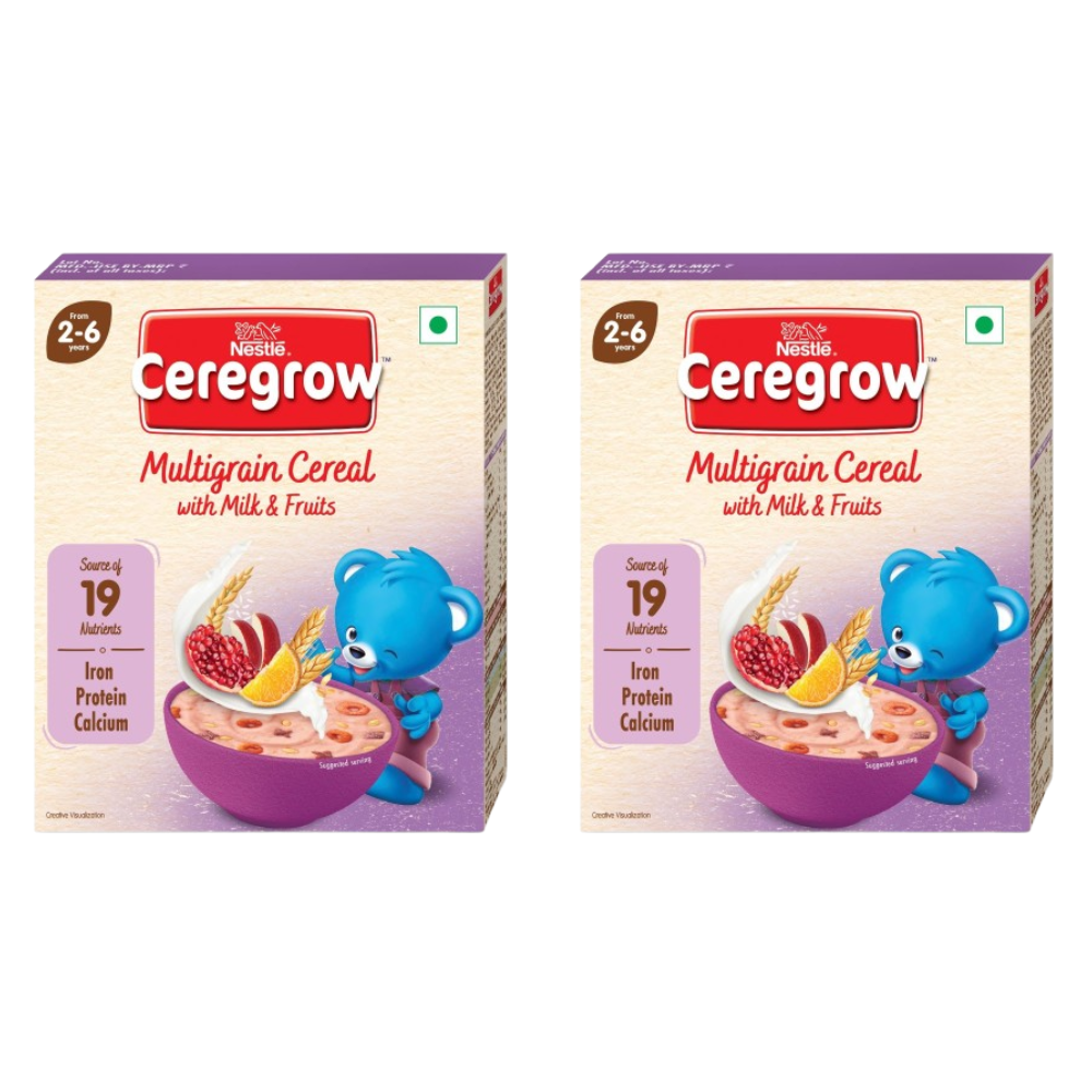 Nestle Ceregrow Kids (2-6 yrs) Cereal-Multigrain, Milk & Fruits, Rich in Iron, Calcium & Protein - Distacart