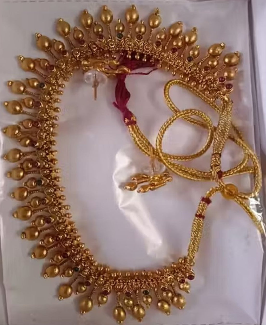 Jewel City Traditional Gold-Plated Droplet Necklace Set for Women – Ethnic Bridal Jewelry with Earrings, Festive Party Wear