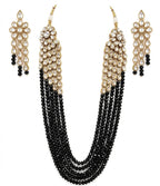 Jewel City Luxury Kundan Black Crystal Statement Necklace Set | Traditional Indian Wedding Jewelry - Distacart