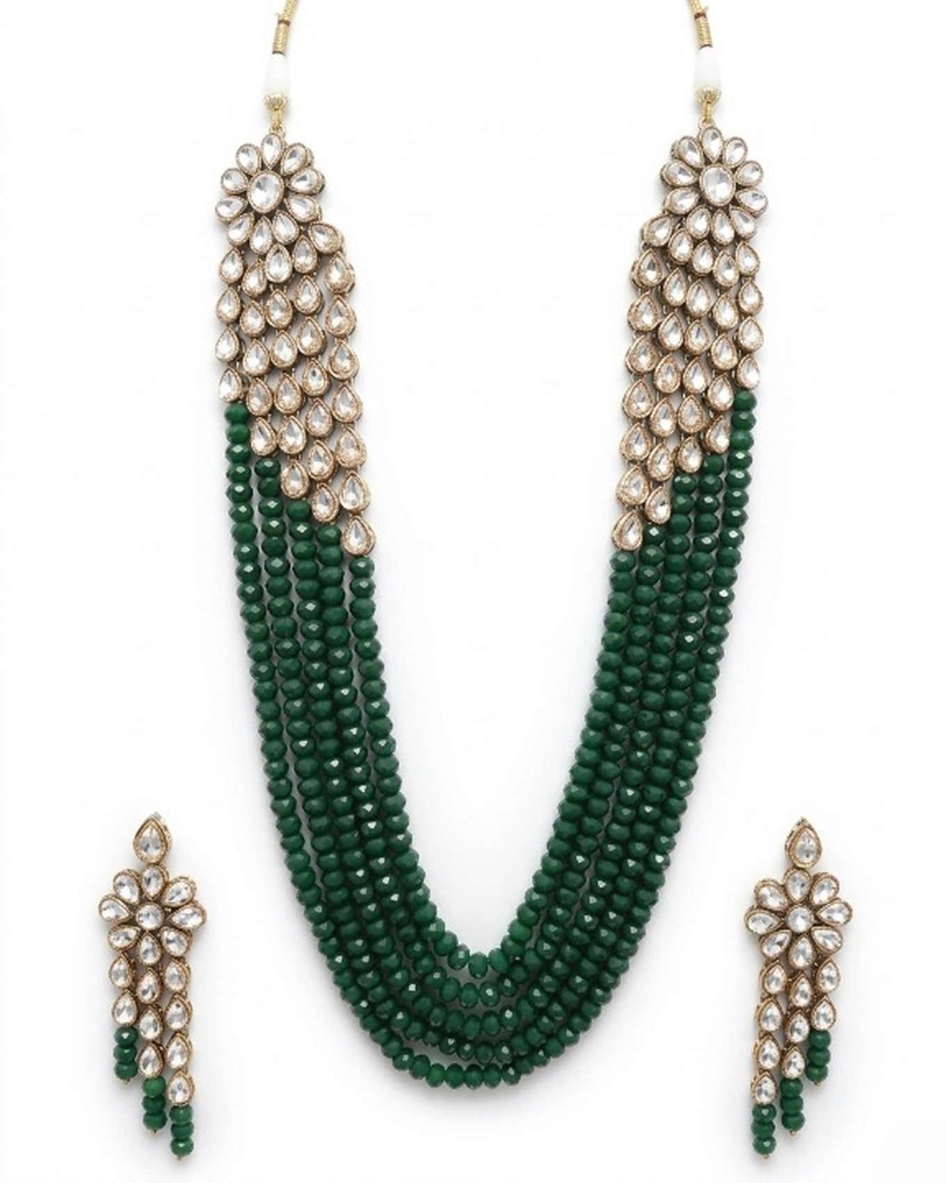 Jewel City Luxury Kundan Green Crystal Statement Necklace Set | Traditional Indian Wedding Jewelry - Distacart