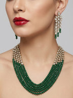 Jewel City Luxury Kundan Green Crystal Statement Necklace Set | Traditional Indian Wedding Jewelry - Distacart