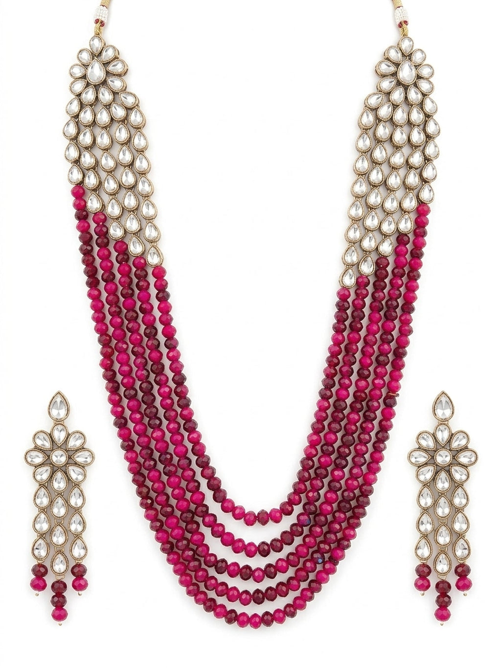 Jewel City Luxury Kundan Multi Crystal Statement Necklace Set | Traditional Indian Wedding Jewelry - Distacart