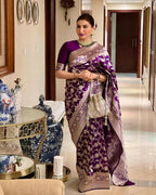 DEIANA'S Beautiful Designer Golden zari Soft Lichi Silk Saree - Wine